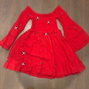 Red long sleeve off the shoulder free people dress